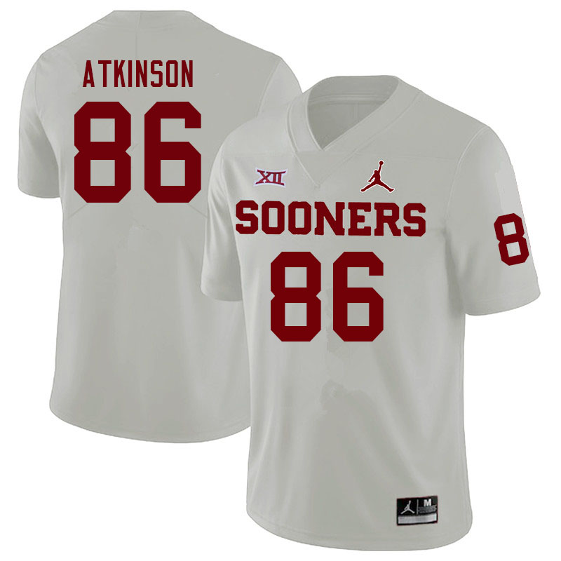 Men #86 Colt Atkinson Oklahoma Sooners College Football Jerseys Sale-White